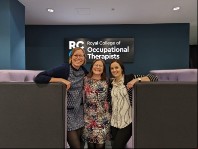 Pictured from left to right: Elizabeth Taylor, RCOT Research and Development Manager, OT sudents Orla Irwin and Miriam Smith.