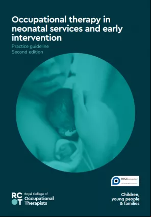 Image of front of publication, mother and baby on a teal background