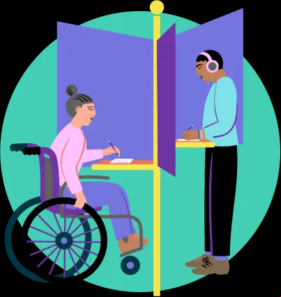 Woman in wheelchair voting